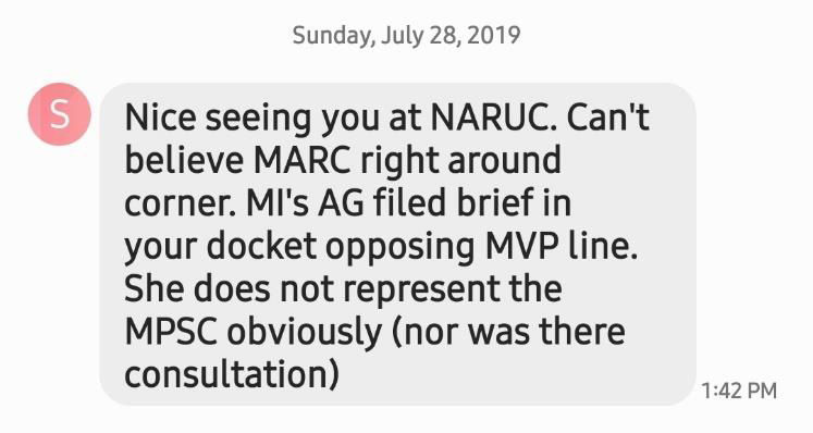 Sally Talberg text to Mike Huebsch